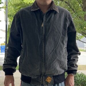Vintage Muleskins Santa Fe Canvas Work Jacket Distressed Faded Thinsulate Mens